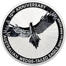 1 доллар 2024 года Австралия «Австралийский клинохвостый орел — 10-летие чеканки монет» — Фото №1