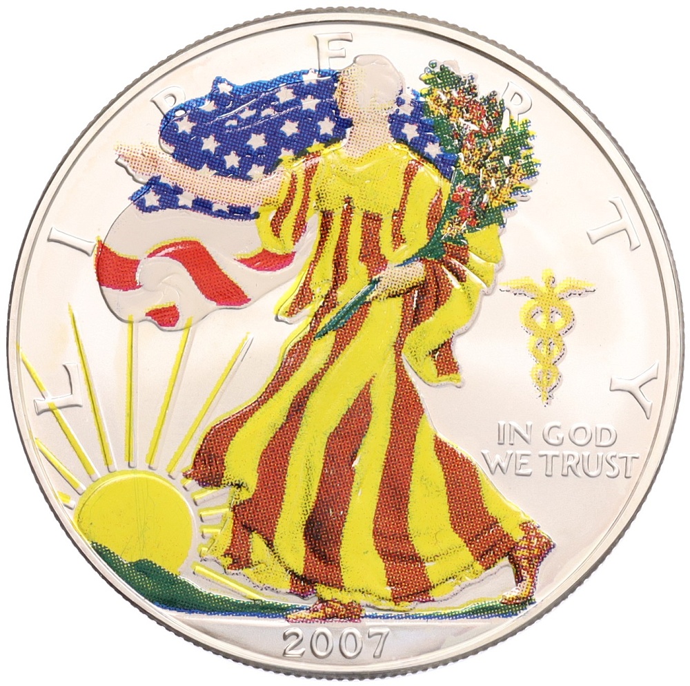 1 доллар 2007 года США «Шагающая Свобода» (Цветное покрытие) — Фото №1