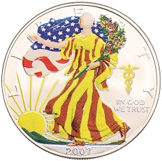 1 доллар 2007 года США «Шагающая Свобода» (Цветное покрытие) — Фото №1