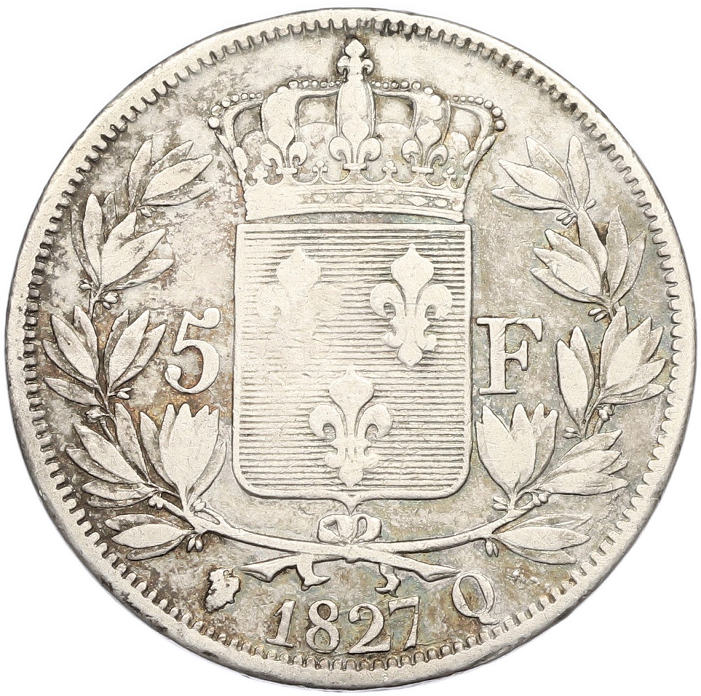 5 франков 1827 года Q Франция — Фото №1