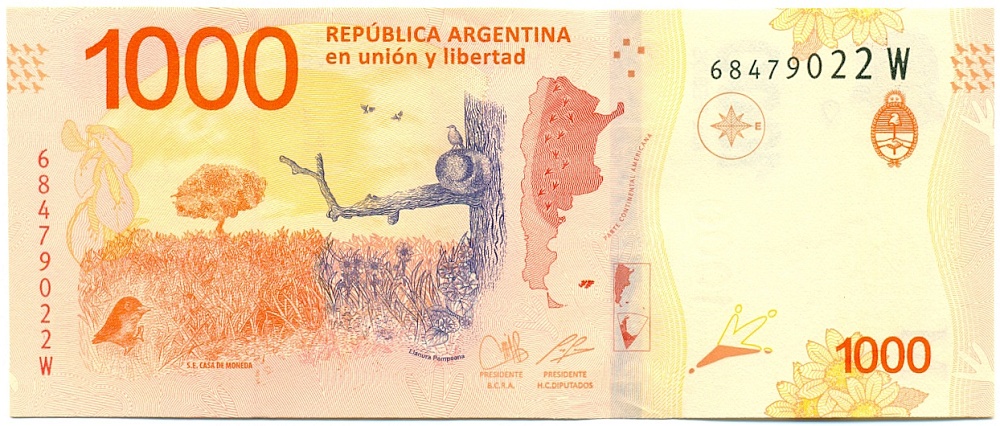 1000 песо 2021 года Аргентина — Фото №2