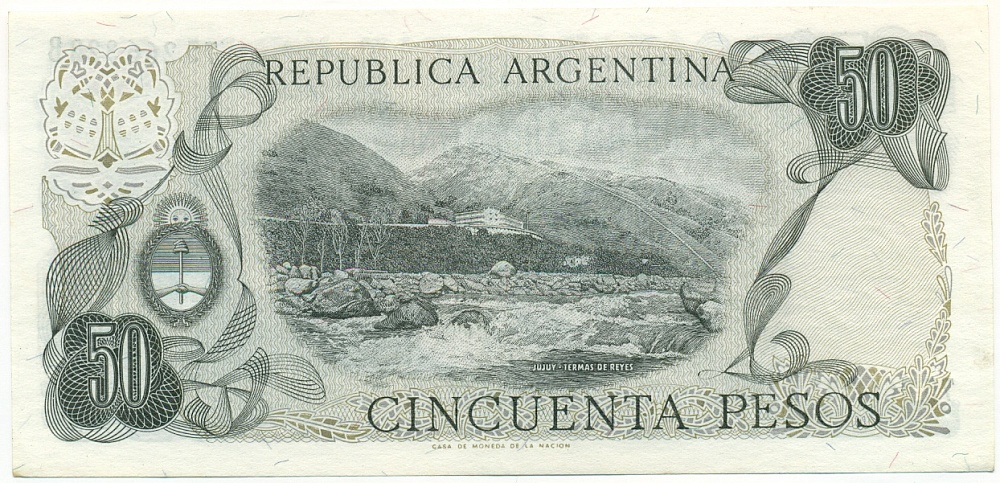 50 песо 1977 года Аргентина — Фото №2