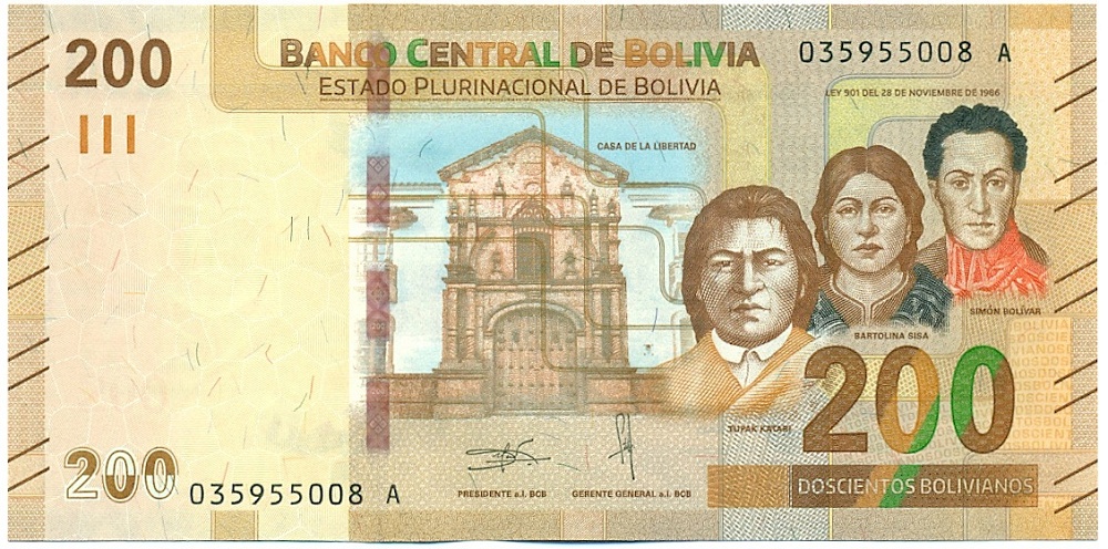 200 боливиано 1986 года Боливия — Фото №1