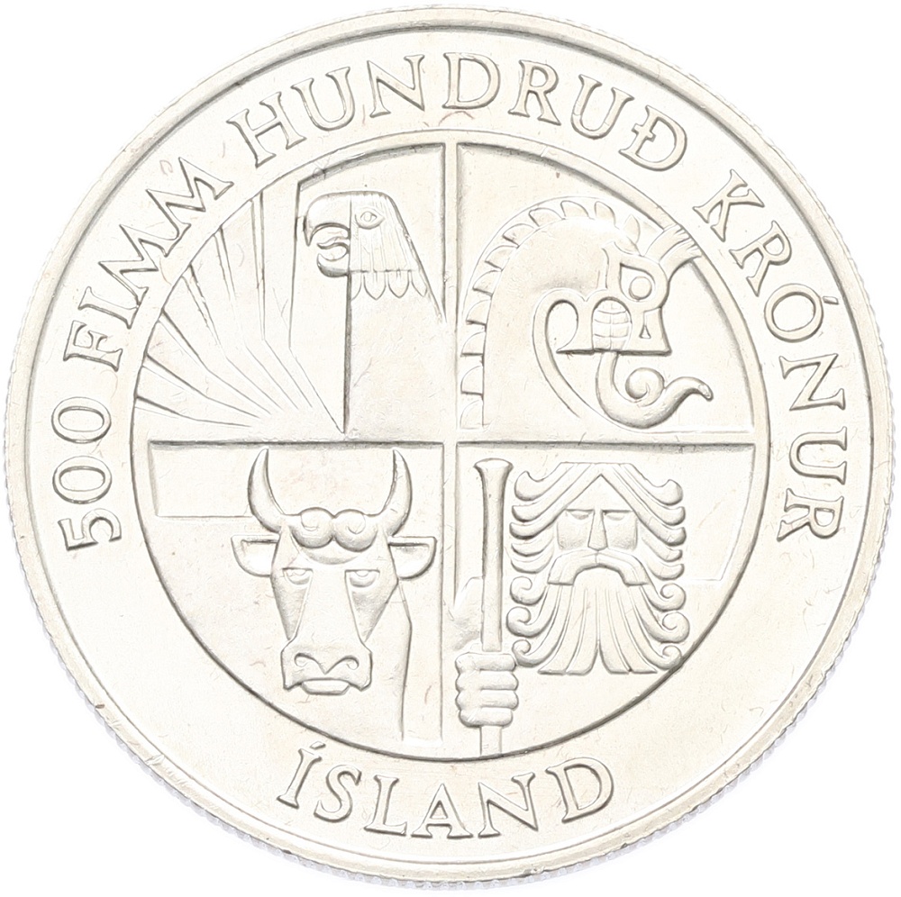 500 крон 1974 года Исландия «1100 лет первым поселенцам» — Фото №2