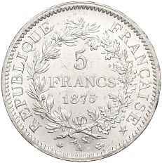 5 франков 1875 года А Франция — Фото №1