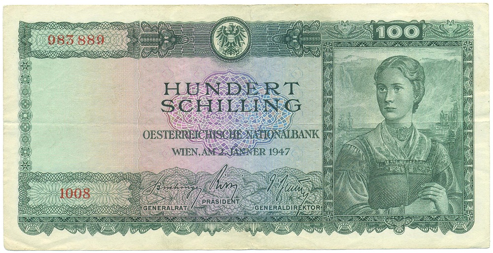 100 шиллингов 1947 года Австрия — Фото №1