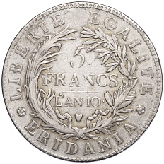 5 франков 1801 года (LAN 10) Пьемонт (Субальпийская республика) — Фото №2