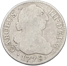 2 реала 1778 года Испания — Фото №1