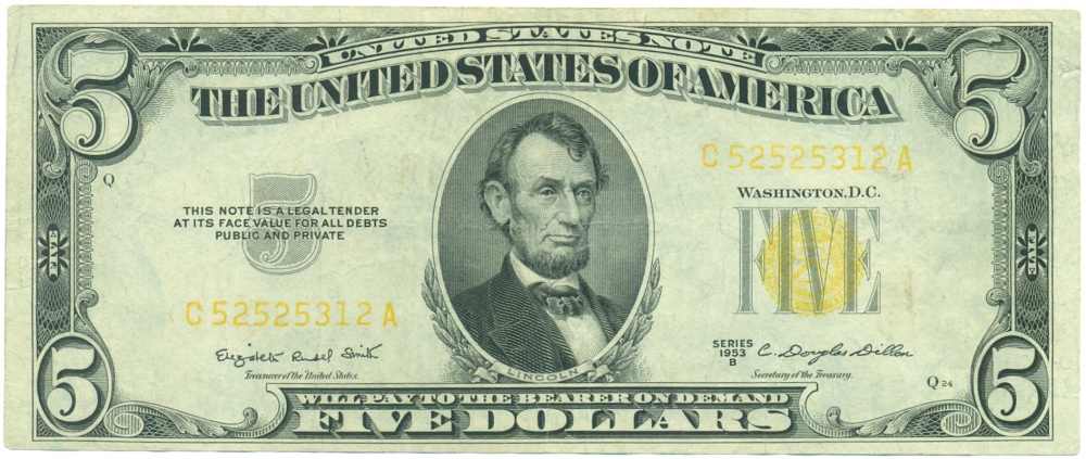 5 долларов 1953 года США — Фото №1