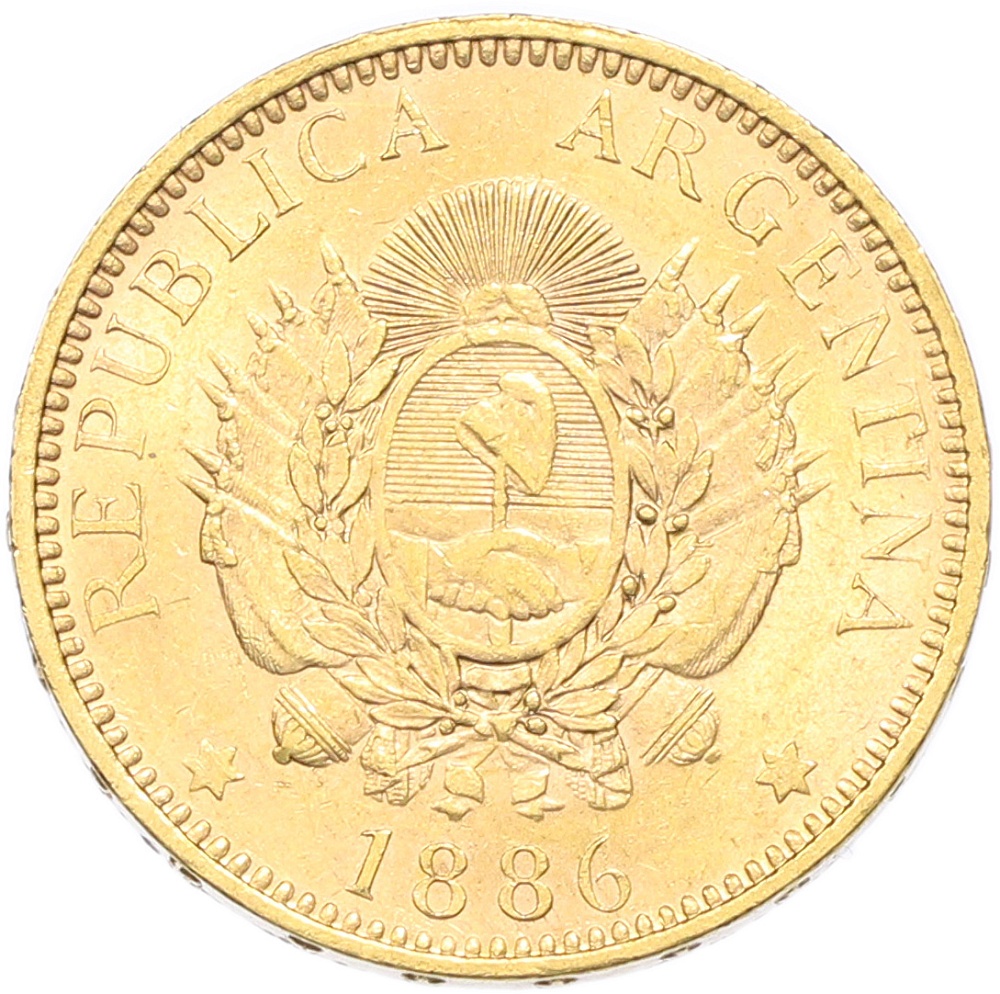 5 песо 1886 года Аргентина — Фото №2