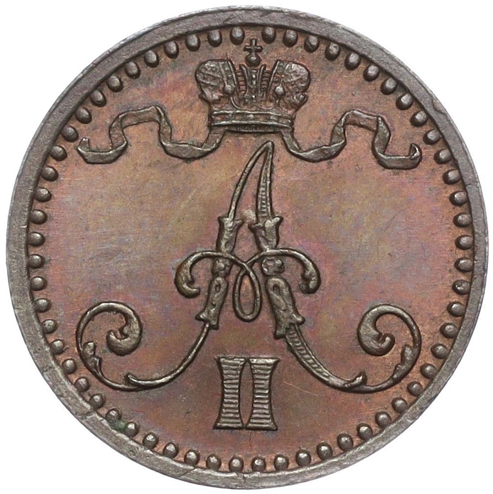 1 пенни 1869 года Русская Финляндия — Фото №2