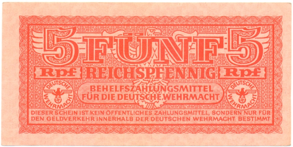 5 рейхспфеннигов 1944 года Германия (Вспомогательное платежное средство для вермахта) — Фото №1