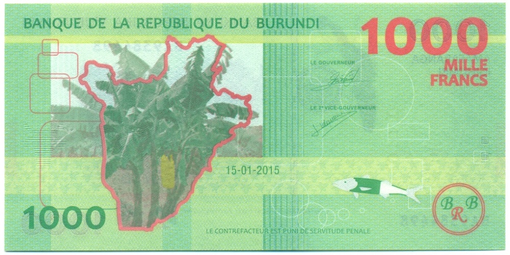 1000 франков 2015 года Бурунди — Фото №2