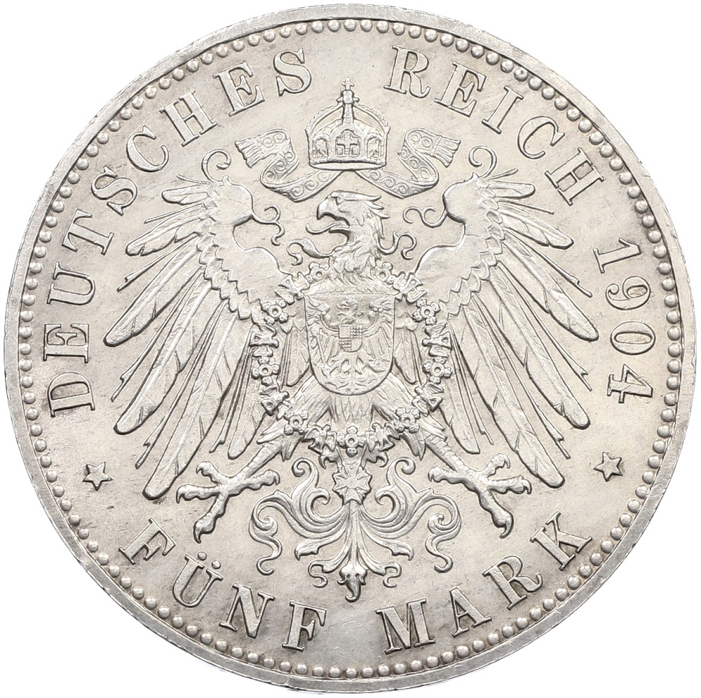 5 марок 1904 года Германия (Гессен) «400 лет со дня рождения Филиппа I Великодушного» — Фото №2