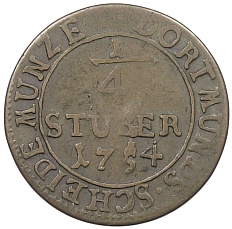 1/4 стюбера 1754 года Дортмунд — Фото №2