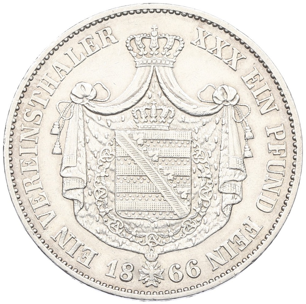 1 талер 1866 года Саксен-Веймар-Айзенах — Фото №2
