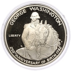 1/2 доллара 1982 года S США «250 лет со дня рождения Джорджа Вашингтона» — Фото №1