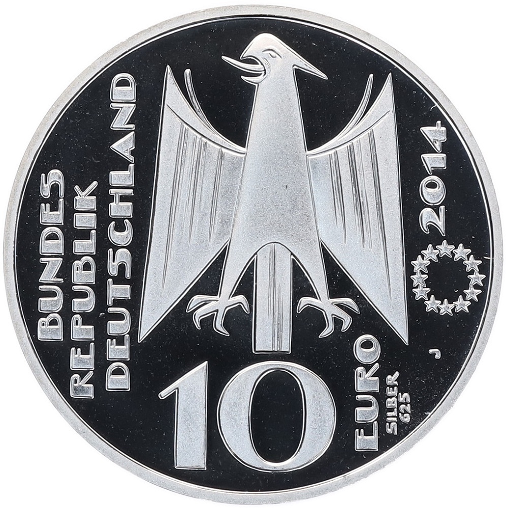 10 евро 2014 года J Германия «300 лет термометру Фаренгейта» — Фото №2