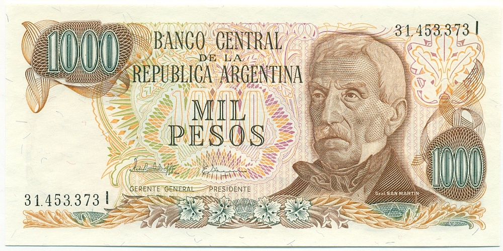 1000 песо 1982 года Аргентина — Фото №1