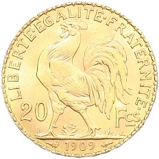20 франков 1909 года Франция — Фото №1