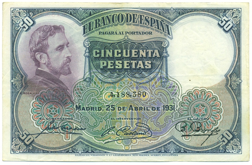 50 песет 1931 года Испания — Фото №1