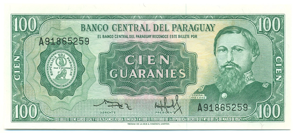 100 гуарани 1982 года Парагвай — Фото №1