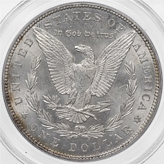 1 доллар 1887 года США «Доллар Моргана» в слабе PCGS (MS63) — Фото №2