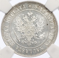 1 марка 1915 года Русская Финляндия — в слабе NGC (MS65) — Фото №2