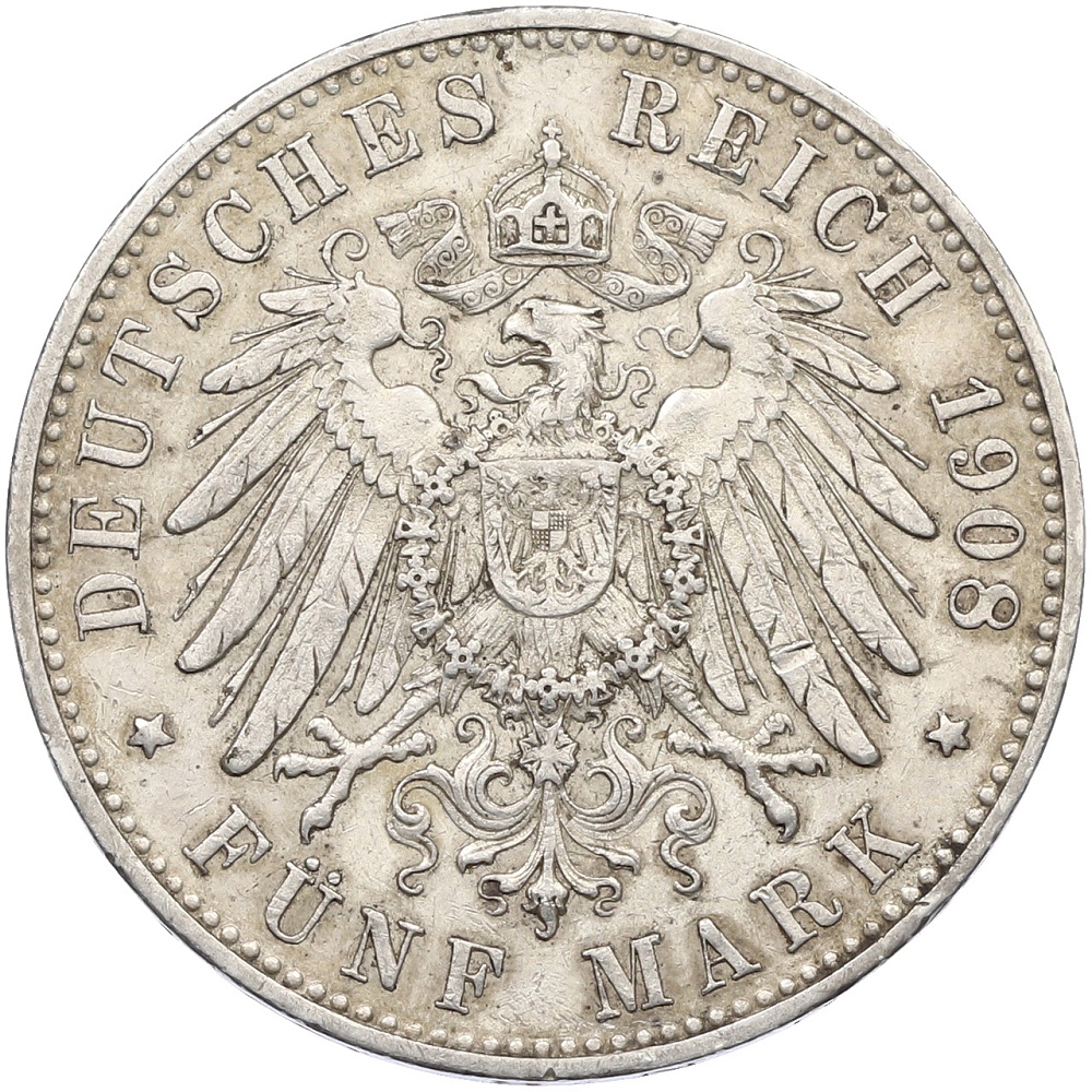 5 марок 1908 года Германия (Вюртемберг) — Фото №2