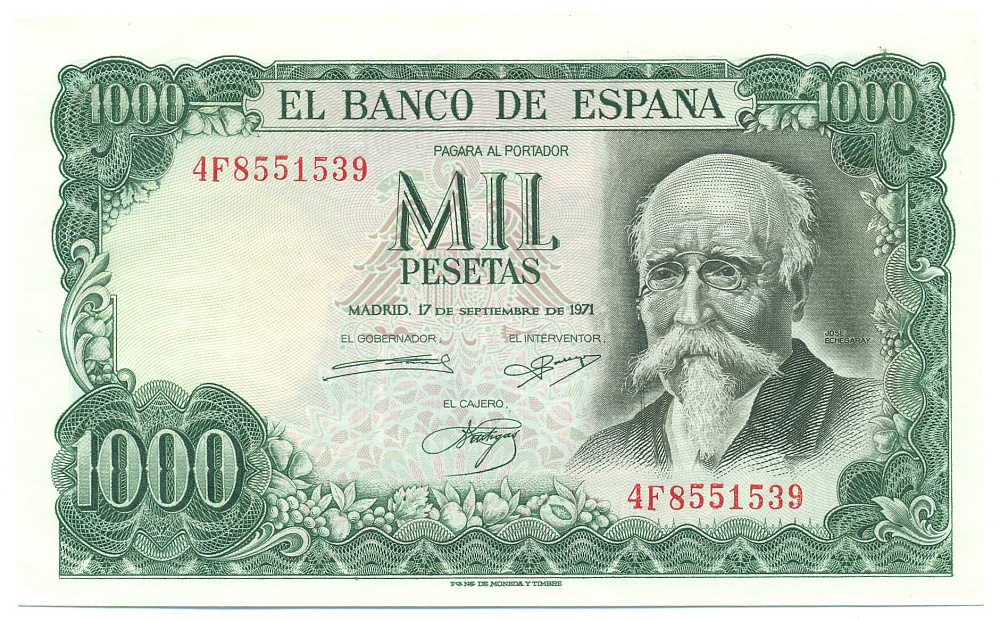 1000 песет 1971 года Испания — Фото №1