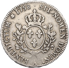 1 экю 1758 года Франция (Людовик XV) — Фото №2