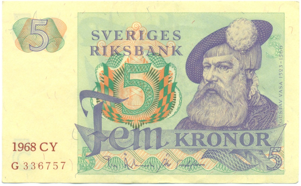 5 крон 1968 года Швеция — Фото №1