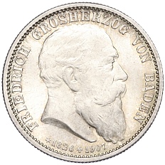 2 марки 1907 года Германия (Баден) «Смерть Фридриха I» — Фото №1