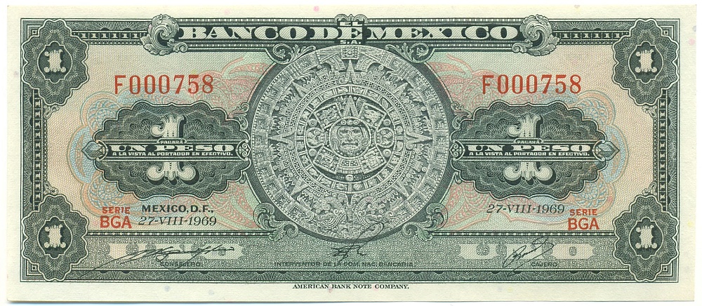 1 песо 1969 года Мексика — Фото №1