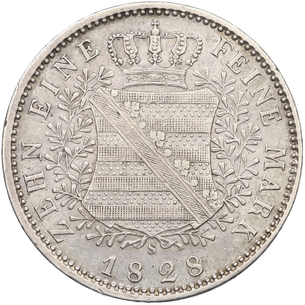 1 талер 1828 года Саксония — Фото №2