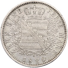 1 талер 1828 года Саксония — Фото №2