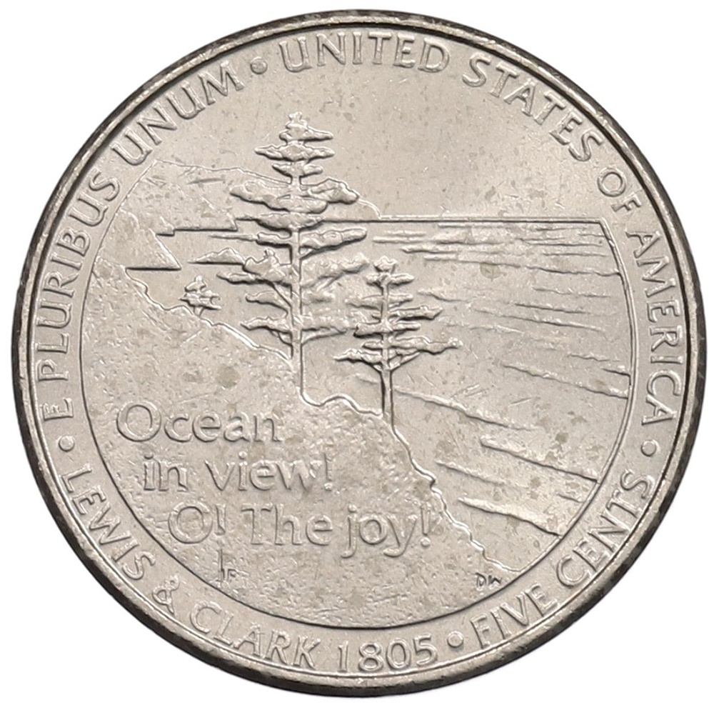 5 центов 2005 года P США «200 лет экспедиции Льюиса и Кларка — Выход к океану» — Фото №1