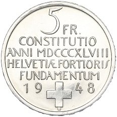 5 франков 1948 года Швейцария «100 лет Швейцарской Конституции» — Фото №2