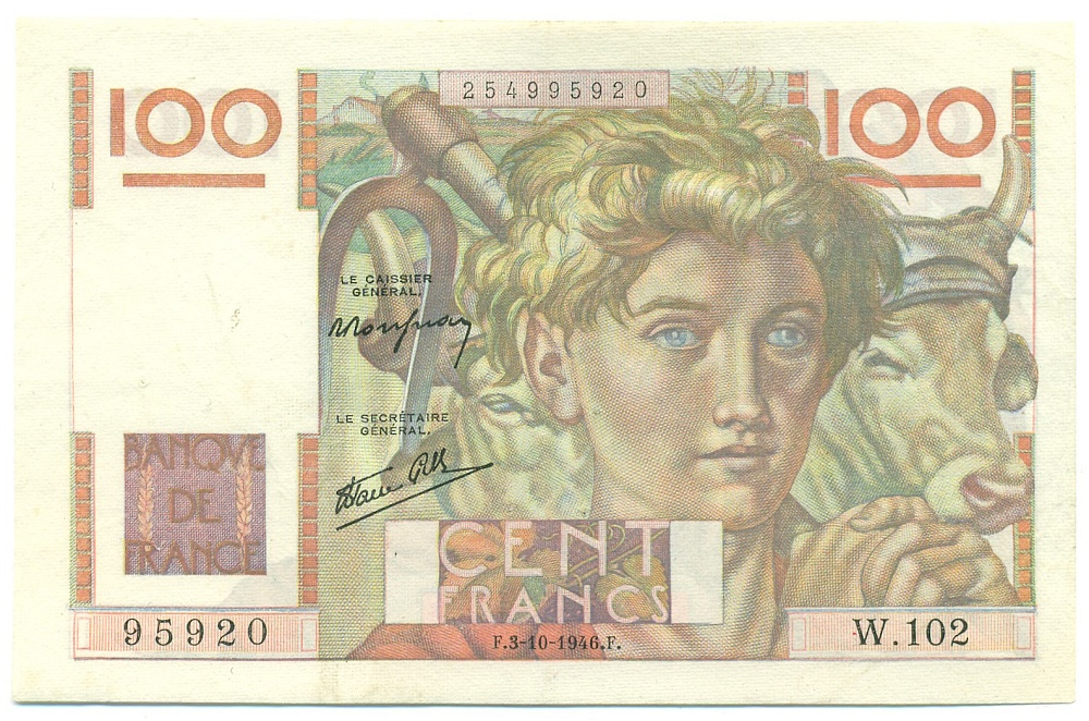 100 франков 1946 года Франция — Фото №1