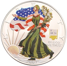 1 доллар 2007 года США «Шагающая Свобода» (Цветное покрытие) — Фото №1