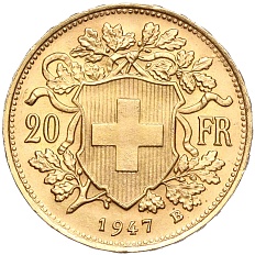 20 франков 1947 года Швейцария — Фото №1