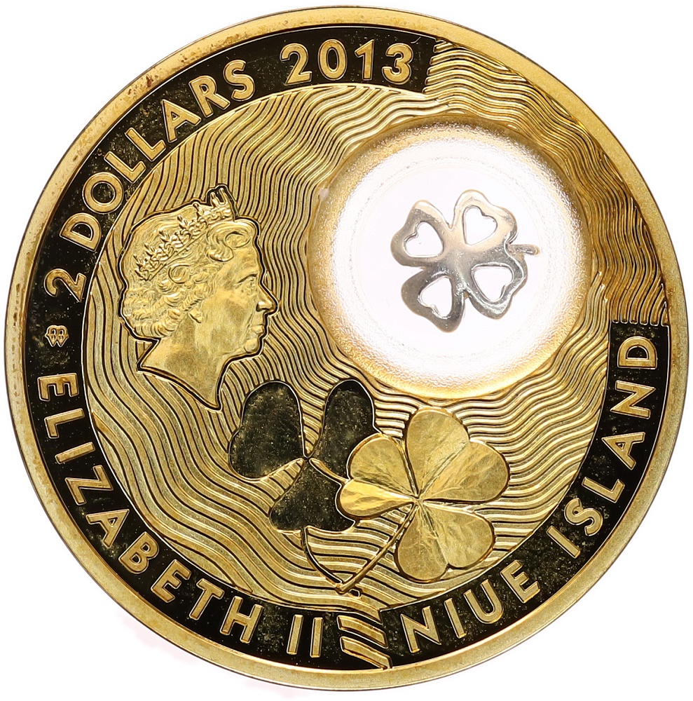2 доллара 2013 года Ниуэ «Удачи — Четырехлистный клевер» — Фото №2