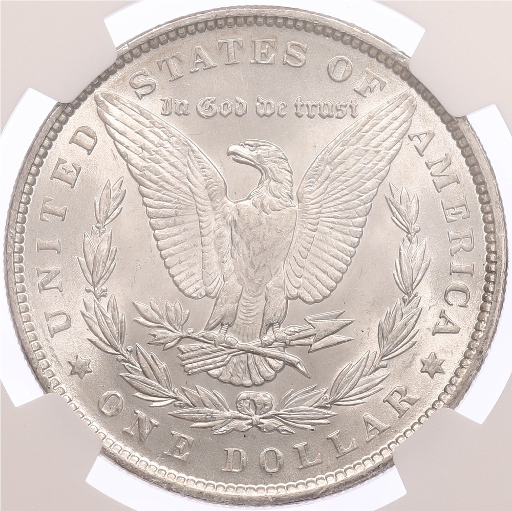 1 доллар 1889 года США «Доллар Моргана» в слабе NGC (MS63) — Фото №2