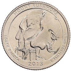 1/4 доллара (25 центов) 2013 года D США «Национальные парки — №20 Национальный мемориал Маунт-Рашмор» — Фото №1