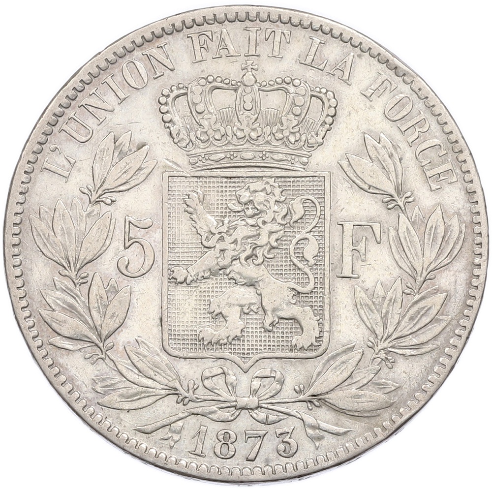 5 франков 1873 года Бельгия — Фото №1