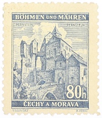 Почтовая марка 80 геллеров 1940 года Богемия и Моравия — Фото №1