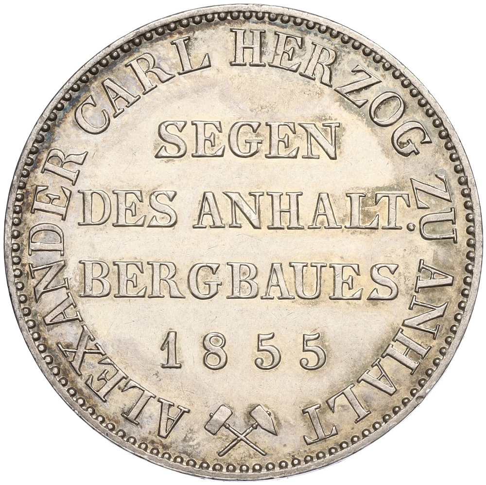 1 талер 1855 года Ангальт-Бернбург — Фото №2
