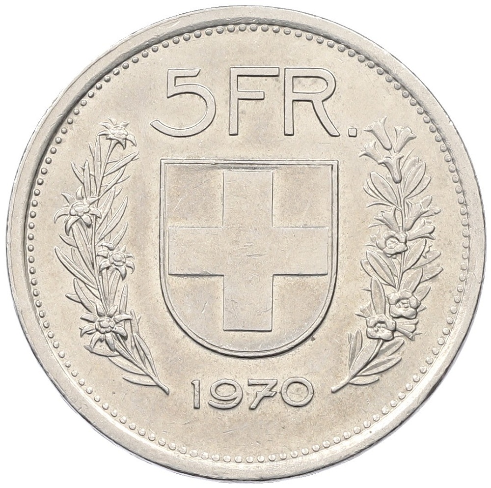 5 франков 1970 года Швейцария — Фото №1