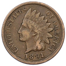 1 цент 1891 года США — Фото №1