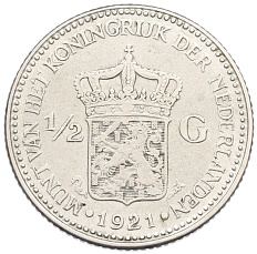 1/2 гульдена 1921 года Нидерланды — Фото №1